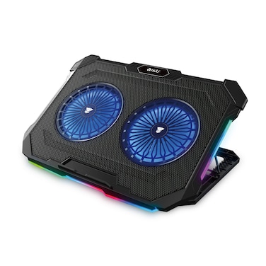 NCTS-C217 RGB Cooling Pad Gaming Laptop Cooler, Ergonomic design with 2 Quiet Cooling Fans for 17'' inch laptop &amp; below,8 Height Stand,10 modes RGB lighting effects,2 USB Ports