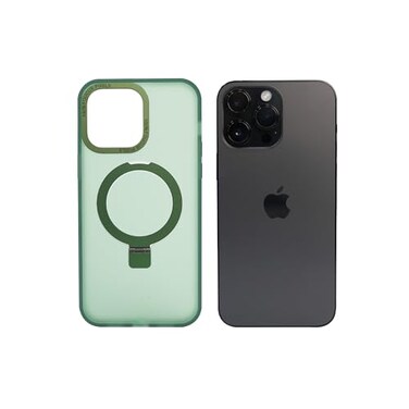 AZTECH Super Matte Case for iPhone 14 Pro, Magnetic Safe Charging Compatible, Kickstand Ring Holder, Shockproof Matte TPU Bumper, Slim Anti-Scratch Phone Cover, Drop Protection &ndash; Green