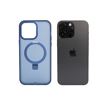 AZTECH Super Matte Case for iPhone 14 Pro with Magnetic safe Compatible Kickstand Ring, Anti-Shock, Blue   AZTSMBL-IP14PRO