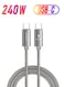 AZTECH HyperCable USB C to USB C 240W Fast Charging Cable 2M PD 48V 5A Type-C Braided Titanium Wire for MacBook Pro Galaxy S24 Steam Deck iPhone 15 Pro Max Laptop Durable Anti-Tangle Long Charging