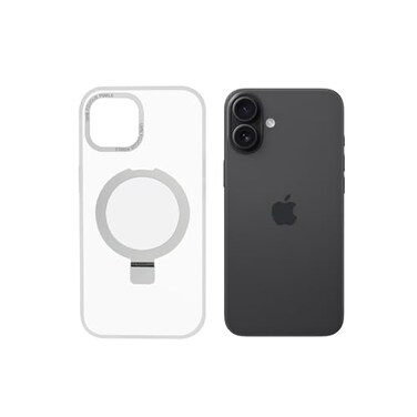 AZTECH Super Matte Case for iPhone 16 Plus with Magnetic safe Compatible Kickstand Ring, Anti-Shock, White   AZTSMW-IP16PLUS