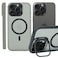 AZTECH Super Shield Matte Case for iPhone 14 Pro, MagSafe Compatible, Built-in Camera Kickstand, Shockproof, Scratch-Resistant, Gray &amp; Black Dual Tone, Protective Case