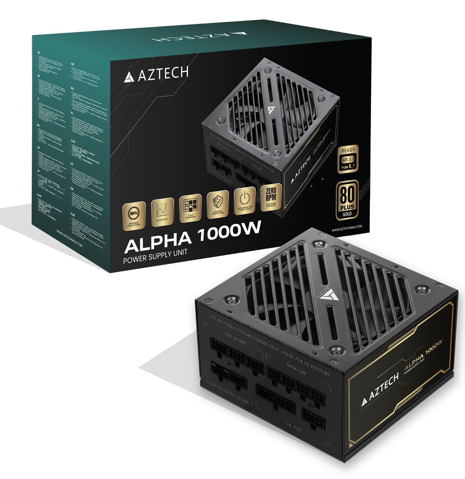 Buy AZTECH ALPHA 1000W 80 Plus Gold ATX 3.1 & PCIe 5.1 Ready Fully ...