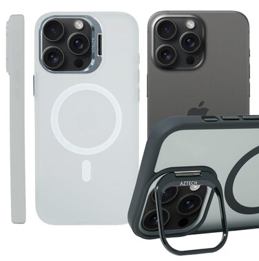 AZTECH for iPhone 15 Pro Case Compatible &amp; MagSafe Supports Magnetic Wireless Charging Built-in Camera Ring Stand Scratch-Resistant Back Kickstand Cover for iPhone 15 Pro Classic Hybrid HaloLock