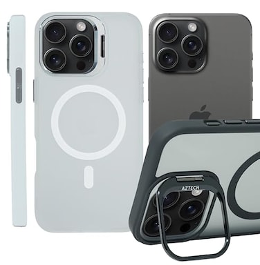 AZTECH for iPhone 16 Pro Case Compatible &amp; MagSafe Supports Magnetic Wireless Charging Built-in Camera Ring Stand Scratch-Resistant Back Kickstand Cover for iPhone 16 Pro Classic Hybrid HaloLock