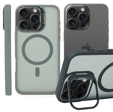 AZTECH for iPhone 16 Pro Case Compatible &amp; MagSafe Supports Magnetic Wireless Charging Built-in Camera Ring Stand Scratch-Resistant Back Kickstand Cover for iPhone 16 Pro Classic Hybrid HaloLock