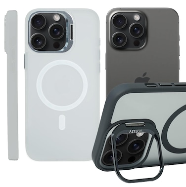 AZTECH Super Shield Matte KickStand Transparent Case for iPhone 14 Pro MagSafe Compatible Clear Hybrid Rugged Cover with Gray Matte Bumper Shockproof Slim GripMagnetic Stand Case for iPhone 14 Pro