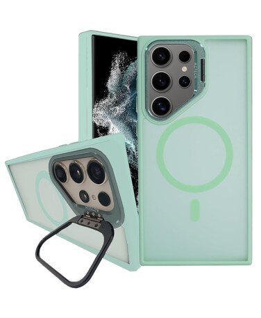 AZTECH SuperShield Matte Case for Samsung Galaxy S23 Ultra Gray with MagSafe Compatible Ring, Built-in Camera Kickstand, Shockproof Slim Cover, Anti-Scratch Matte Finish, Wireless Charging Support