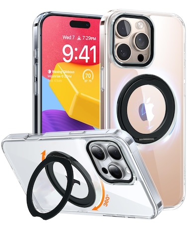 AZTECH Magnetic Phone Case for iPhone 14 Pro Max Case Cover Anti-Slip and Drop-Proof Protective Cover with 360&deg; Ring Stand Compatible &amp; MagSafe Exclusively Designed for iPhone 14 Pro Max Anti-Scratch