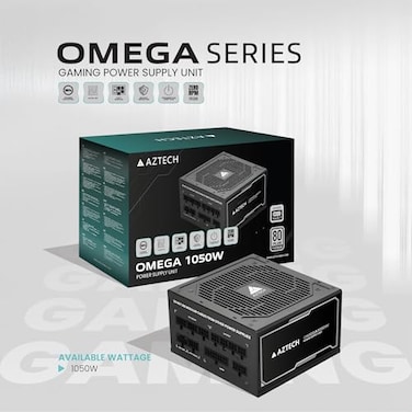 AZTECH OMEGA 1050W Power Supply - 80+ Plus Platinum PSU, ATX 3.1 &amp; PCIe 5.1 Ready Fully Modular Power Supply Ultra‑Quiet Hybrid Fan PSU 120 mm, Japanese 105 &deg;C Caps, Control RTX 40 PSU &amp; Ryzen Intel