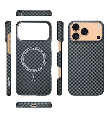 AZTECH Premium Aramid Fiber Kevlar Case for iPhone 17 Pro Max &ndash;   Ultra-Slim, Lightweight, Shockproof Protection   MagSafe Compatible, Anti-Fingerprint, Raised Camera &amp; Screen Edges