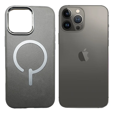 AZTECH iPhone 14 Pro Case, Leather with MagSafe, Metal Buttons &amp; Lens Protection