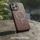 AZTECH Compatible with iPhone 14 Pro Leather Case, Compatible with MagSafe - Luxury Tumbled Leather - Metal Buttons &amp; Lens Protector - Slim Fit&amp;Durable - Distinctive Texture (6.1-inch) - Dark Brown