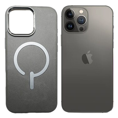 AZTECH iPhone 15 Pro Case, Leather with MagSafe, Metal Buttons &amp; Lens Protection