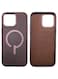 AZTECH Compatible with iPhone 15 Pro Max Leather Case, Compatible with MagSafe-Luxury Tumbled Leather - Metal Buttons &amp; Lens Protector - Slim Fit&amp;Durable - Distinctive Texture (6.7-inch) - Dark Brown