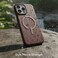 AZTECH Compatible with iPhone 15 Pro Max Leather Case, Compatible with MagSafe-Luxury Tumbled Leather - Metal Buttons &amp; Lens Protector - Slim Fit&amp;Durable - Distinctive Texture (6.7-inch) - Dark Brown