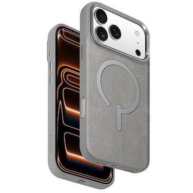 جراب جلدي فاخر من AZTECH لجهاز Apple iPhone 17 Pro، رمادي تيتانيوم، غطاء مغناطيسي ملفوف بالكامل، متوافق مع الشحن اللاسلكي، لجهاز Apple iPhone 16 Pro، رمادي تيتانيوم
