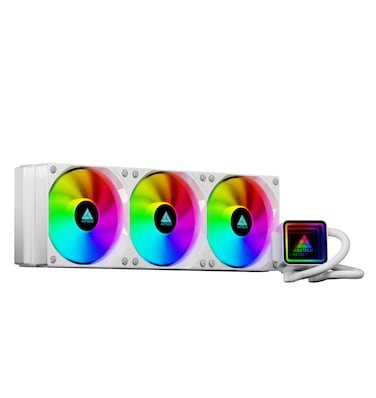 AZTECH 360mm AIO Liquid CPU Cooler White Triple PWM ARGB Fans Infinite Mirror Pump Copper Base 280W TDP High Performance Water Cooling for Gaming PC Intel LGA1700 AMD AM5 AM4