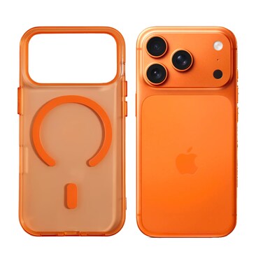 AZTECH Clear Fiber MagSafe Case for iPhone 17 Pro   Slim Transparent Protective Cover with Strong Magnetic Lock, Shockproof TPU, Scratch Resistant Back, Camera Protection &ndash; Orange