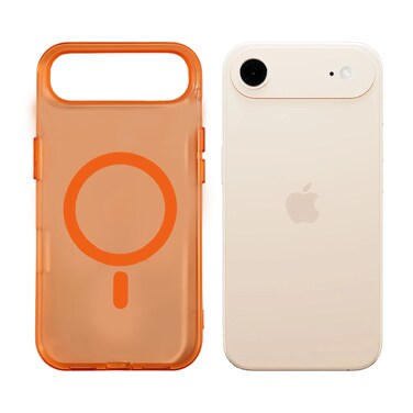 AZTECH Clear Fiber MagSafe Case for iPhone 17 Air   Slim Transparent Protective Cover with Strong Magnetic Lock, Shockproof TPU, Scratch Resistant Back, Camera Protection &ndash; Orange