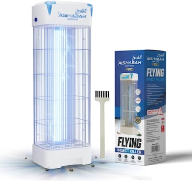قاتل الحشرات و البعوض الاصلي من الشبح، مصباح ذكي 3800 فولت مع ضوء الاشعة فوق البنفسجية 15 واط، قاتل حشرات عالي الطاقة للاستخدام الداخلي والمطبخ والفناء الخلفي، ابيض