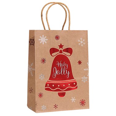 Zafaa Home Red Bell Gift Bag &ndash; 27x21x11cm Festive Holiday Packaging with Durable Handles, Eco-Friendly Christmas Gift Wrap for Small to Medium Gifts