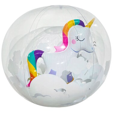 Unicorn 60cm Beach Ball Jumbo Pool Toys Beach Toy for Kids - Giant Inflatable Clear Beach Ball Swimming Pool Water Outdoor Summer Party Favors for Kids Adults Toddlers