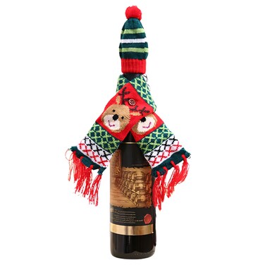 Zafaa Home Elk Bottle Covers &ndash; 1 Set of Christmas Bottle Decorations, 5x43cm and 4x9cm, Festive Holiday Table Decor for Parties and Gifting