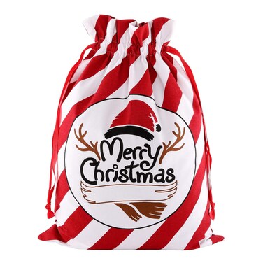 Zafaa Home Merry Christmas Gift Sack &ndash; Large 65x45cm Holiday Gift Bag with Candy Cane Stripes, Durable and Reusable Santa Sack for Gifts and Toys