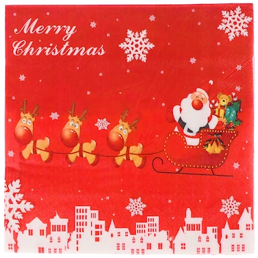Zafaa Home Merry Christmas Red Napkins &ndash; 20 Sheets/Bag with Snowman Design for Holiday Parties, Festive Table Decor, and Christmas Celebrations