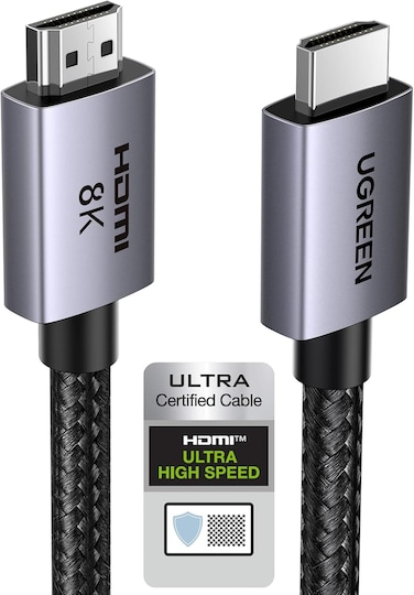 UGREEN 8K HDMI 2.1 Cable 3M, 48Gbps Certified Ultra High-speed HDMI Cord, 8K@60HZ,4K@240HZ/144HZ/120HZ, Support eARC/Dolby/HDR 10+/HDCP 2.2&amp;2.3, Compatible for PS5/Xbox Series X/MacBook Pro/Blu-ray