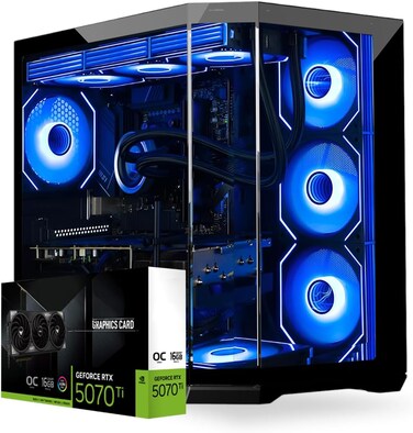 كمبيوتر العاب ابيكس هانتر من فيرست ويف بمعالج انتل i9-14900KF الجيل 14 وبطاقة عرض مرئي 16GB RTX 5070 Ti وRAM DDR5 RGB 16GB وSSD 2TB (ذاكرة مستديمة 1TB وساتا 1TB) وواي فاي وتبريد ARGB وويندوز 11 برو