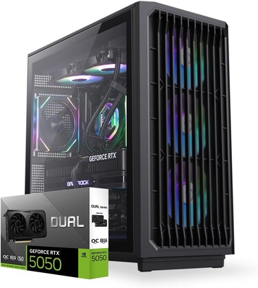 كمبيوتر العاب شادو وود من فيرست ويف - انتل كور الترا 5-225F، بطاقة رسومات RTX 5050 8GB، ذاكرة RAM DDR5 RGB 16GB، ذاكرة مستديمة SSD 1TB، واي فاي، تبريد ARGB، ويندوز 11 برو، كمبيوتر مكتبي