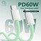First Wave SurgeLink 60 USB-C to USB-C Cable 1M &ndash; 60W Fast Charging &amp; High-Speed Data Transfer, Durable Braided Type-C, 2-Pack (Green + Black) &ndash; Compatible with Smartphones, Tablets &amp; Laptops