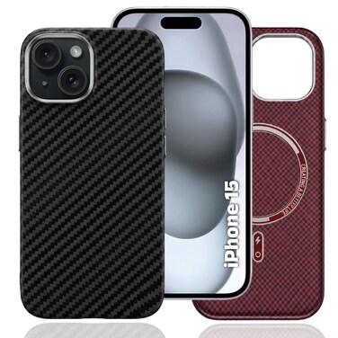 CROWNYX Magnetic Case for iPhone 15, Compatible With Wireless Charging, Ultra Slim Drop Resistant Cover, Anti-Slip, Carbon Fiber