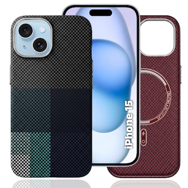 CROWNYX Magnetic Case for iPhone 15, Compatible With Wireless Charging, Ultra Slim Drop Resistant Cover, Anti-Slip, Carbon Fiber