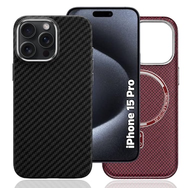 CROWNYX Magnetic Case for iPhone 15 Pro, Compatible With Wireless Charging, Ultra Slim Drop Resistant Cover, Anti-Slip, Carbon Fiber