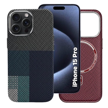 CROWNYX Magnetic Case for iPhone 15 Pro, Compatible With Wireless Charging, Ultra Slim Drop Resistant Cover, Anti-Slip, Carbon Fiber