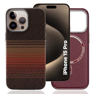 CROWNYX Magnetic Case for iPhone 15 Pro, Compatible With Wireless Charging, Ultra Slim Drop Resistant Cover, Anti-Slip, Carbon Fiber
