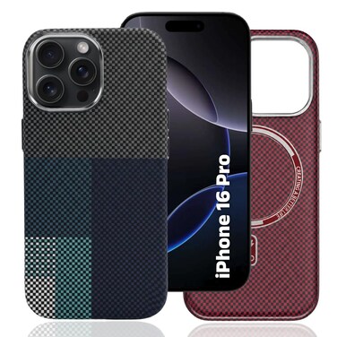 CROWNYX Magnetic Case for iPhone 16 Pro, Compatible With Wireless Charging, Ultra Slim Drop Resistant Cover, Anti-Slip, Carbon Fiber