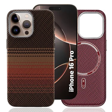 CROWNYX Magnetic Case for iPhone 16 Pro, Compatible With Wireless Charging, Ultra Slim Drop Resistant Cover, Anti-Slip, Carbon Fiber