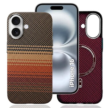 CROWNYX Magnetic Case for iPhone 16, Compatible With Wireless Charging, Ultra Slim Drop Resistant Cover, Anti-Slip, Carbon Fiber