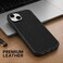 CROWNYX Premium Leather Case for iPhone 15 Magnetic Shockproof Cover, Anti-Scratch, Slim Protective Back with Raised Camera Protection (Black)