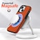 CROWNYX Premium Leather Case for iPhone 15 Magnetic Shockproof Cover, Anti-Scratch, Slim Protective Back with Raised Camera Protection (Orange)