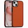 CROWNYX Premium Leather Case for iPhone 15 Magnetic Shockproof Cover, Anti-Scratch, Slim Protective Back with Raised Camera Protection (Orange)