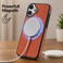 CROWNYX Premium Leather Case for iPhone 17 Magnetic Shockproof Cover, Anti-Scratch, Slim Protective Back with Raised Camera Protection (Orange)