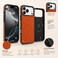 CROWNYX Premium Leather Case for iPhone 17 Pro Magnetic Shockproof Cover, Anti-Scratch, Slim Protective Back with Raised Camera Protection (Orange)