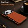 CROWNYX Premium Leather Case for iPhone 17 Pro Magnetic Shockproof Cover, Anti-Scratch, Slim Protective Back with Raised Camera Protection (Orange)