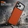 CROWNYX Premium Leather Case for iPhone 17 Pro Magnetic Shockproof Cover, Anti-Scratch, Slim Protective Back with Raised Camera Protection (Orange)