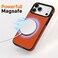 CROWNYX Premium Leather Case for iPhone 17 Pro Magnetic Shockproof Cover, Anti-Scratch, Slim Protective Back with Raised Camera Protection (Orange)